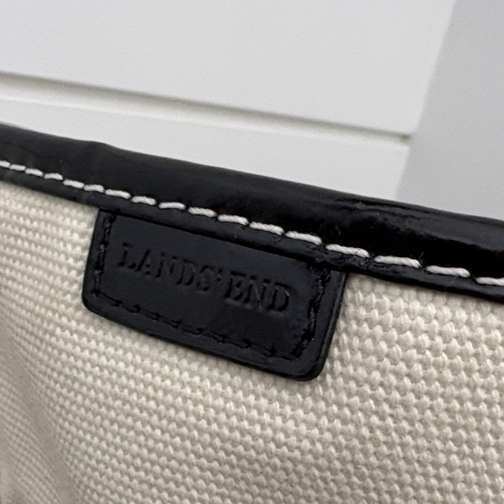 Lands' End Black and Cream Tote Bag - Picture 2 of 11